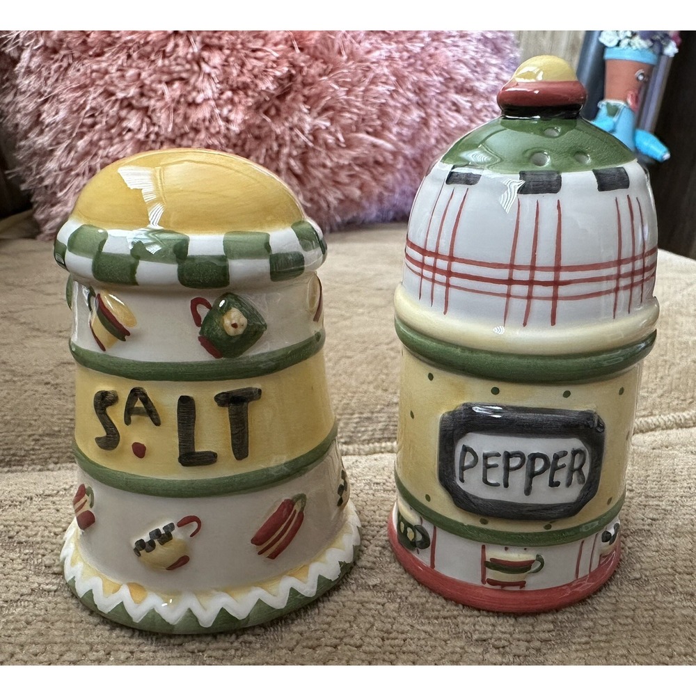 Debbie Mumm "Morning Coffee" Salt Pepper Shakers - Sakura Oneida NEW IN BOX‎